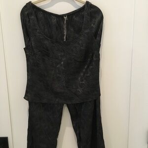 Victoria's Secret Black Textured Sleeveless Top and Pants Set